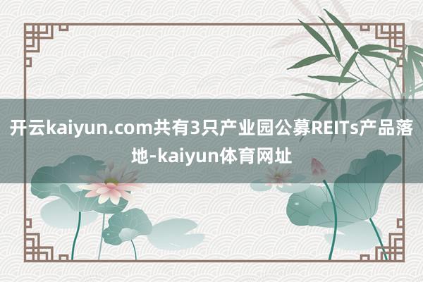 开云kaiyun.com共有3只产业园公募REITs产品落地-kaiyun体育网址