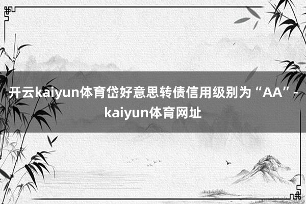 开云kaiyun体育岱好意思转债信用级别为“AA”-kaiyun体育网址