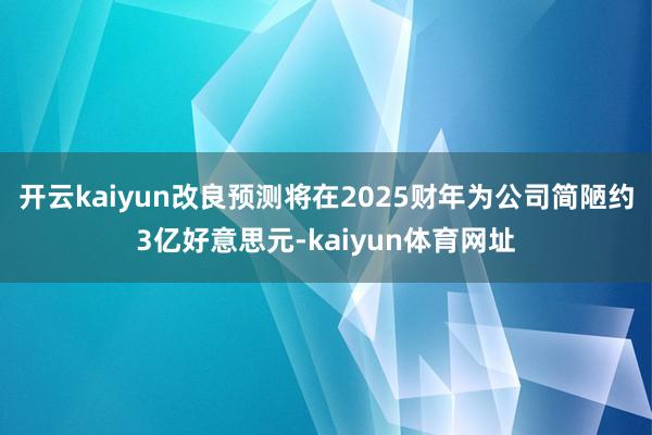 开云kaiyun改良预测将在2025财年为公司简陋约3亿好意思元-kaiyun体育网址